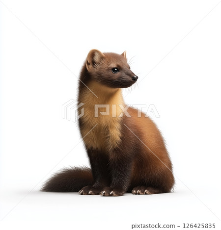 Pine Marten Portrait on White Background Pine Marten Portrait on White Background 126425835