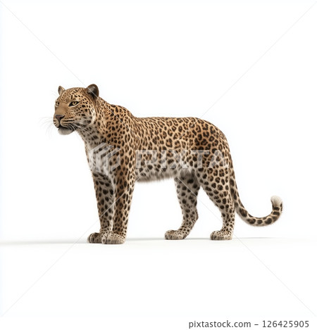 Standing Elegant Leopard on White Background-插圖素材 [126425905] - PIXTA圖庫
