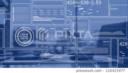 Image of financial data processing over desk in office 126425977