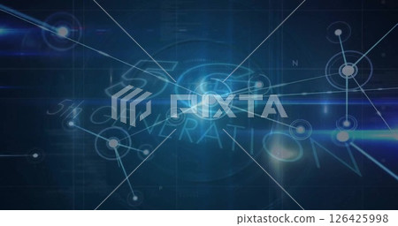 Image of network of connections over 5g 5th generation text on black background Image of network of connections over 5g 5th generation text on black background 126425998