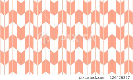 Simple Japanese pattern, salmon pink orange background illustration, yagasuri pattern, kimono pattern 126426257