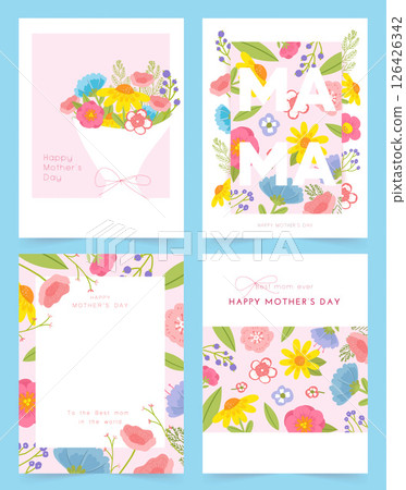 Mother Day celebration with colorful floral designs. Vector illustration 126426342