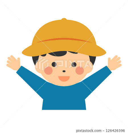 一個戴著帽子的微笑男孩的插圖 126426396