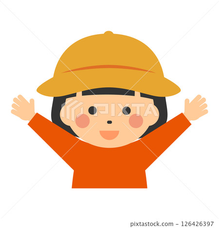 戴著帽子的微笑女孩的插圖 126426397