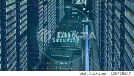 Image of shield icon and data processing over computer servers Image of shield icon and data processing over computer servers 126426807