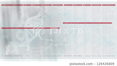 Image of dna strand and data processing on white background 126426809