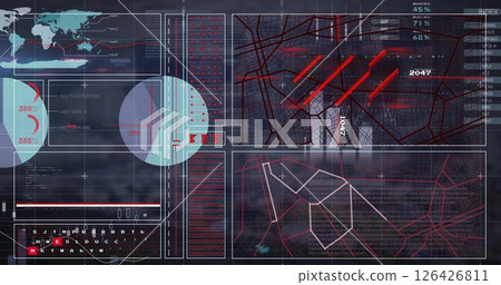 Image of data processing over cityscape 126426811