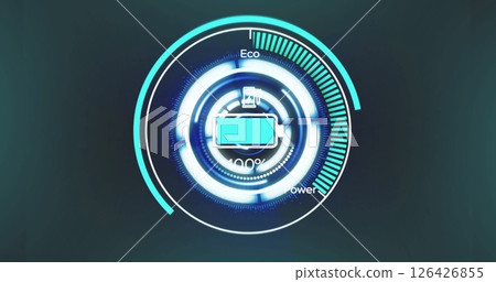 Image of scope scanning and battery charge data processing on green background Image of scope scanning and battery charge data processing on green background 126426855