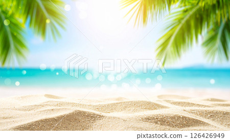 閃爍的燈光和沙灘的海灘場景 閃爍的燈光和沙灘的海灘場景 126426949