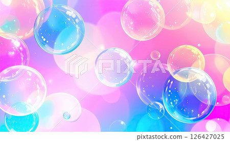 AI image: Background material with soap bubbles flying 126427025