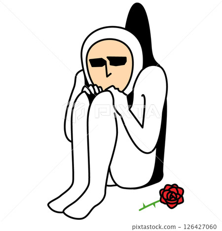 穿著白色緊身衣的沮喪的人 126427060