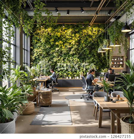 Lush green wall interior 126427155