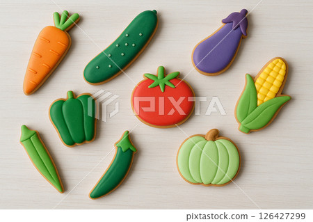 Summer vegetables and icing cookies 126427299