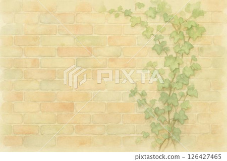 Brick wall, ivy, watercolor painting 126427465