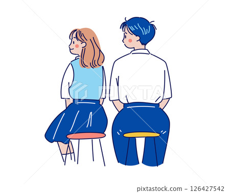 男女學生在教室裡排隊 126427542