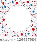 Osaka EXPO Expo style blue and red illustration frame vector background 22 126427984