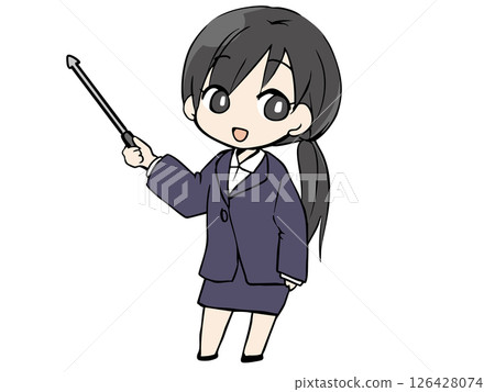 Woman in a suit Pointing stick Woman in a suit Pointing stick 126428074
