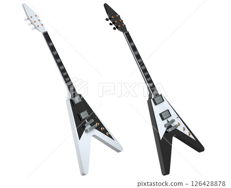 Set of electric acoustic guitar isolated on white transparent background. Set of electric acoustic guitar isolated on white transparent background. 126428878