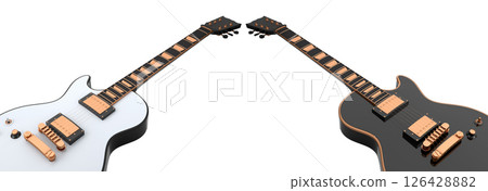 Set of electric acoustic guitar isolated on white transparent background. Set of electric acoustic guitar isolated on white transparent background. 126428882