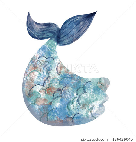 Beautiful and Elegant Watercolor Art Depicting a Stunning mermaid Tail in Vibrant Colors Beautiful and Elegant Watercolor Art Depicting a Stunning mermaid Tail in Vibrant Colors 126429040