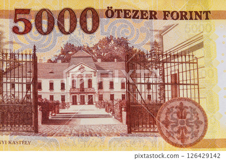 Macro shot of 5000 Hungarian forint bill Macro shot of 5000 Hungarian forint bill 126429142