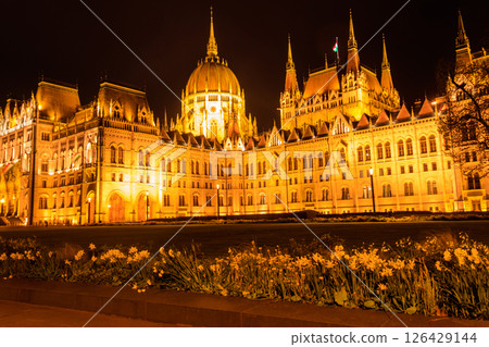Beautiful building of Parliament in Budapest at night, Hungary Beautiful building of Parliament in Budapest at night, Hungary 126429144