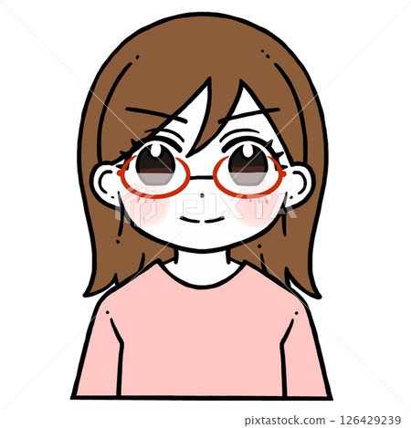 Illustration of a woman with glasses smiling bravely Illustration of a woman with glasses smiling bravely 126429239