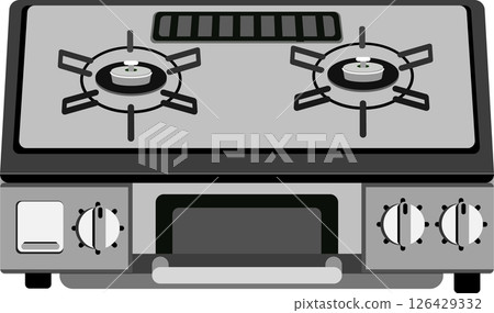 瓦斯爐、雙燃燒器廚房用具的插圖 瓦斯爐、雙燃燒器廚房用具的插圖 126429332