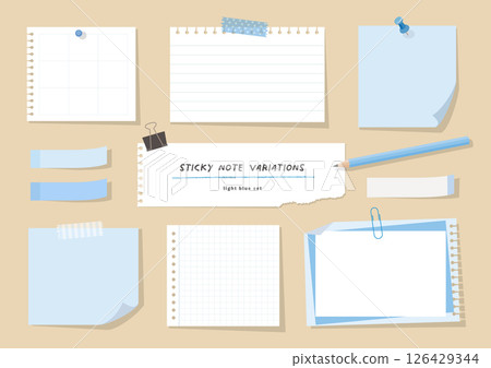 Note, memo, sticky note material set 126429344