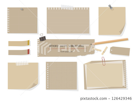 牛皮紙筆記本、備忘錄、便利貼材料套裝 126429346
