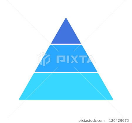 Triangular shape divided into three - simple 3 color infographic template with pyramid shape 126429673