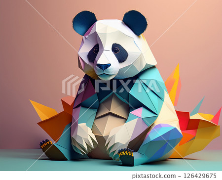 Paper craft style panda (pastel colors) Paper craft style panda (pastel colors) 126429675