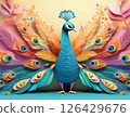 紙藝孔雀（柔和色彩） 126429676