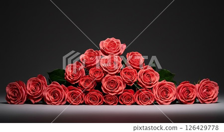 Bright pink roses and a chic dark tone background 126429778