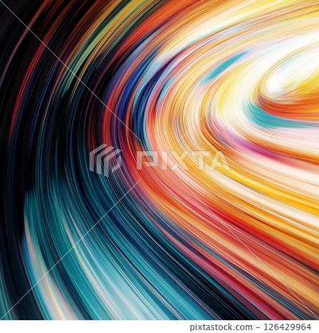 抽象的設計與五顏六色的光飄帶蔓延在黑暗中 126429964