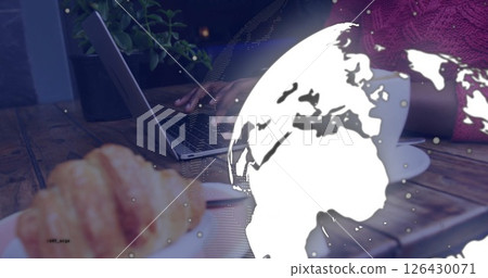 Image of globe and data processing over laptop Image of globe and data processing over laptop 126430071