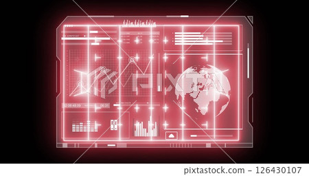Image of digital data processing and globe over rugby pitch background Image of digital data processing and globe over rugby pitch background 126430107