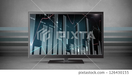 Image of diagrams and data processing on computer screen Image of diagrams and data processing on computer screen 126430155