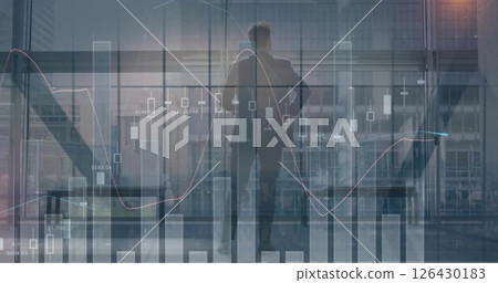 Image of financial data processing over businessman in office 126430183