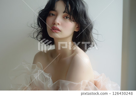 AI generates beautiful, elegant, beautiful women with Japanese hair and makeup styles (horizontal photo) 126430248