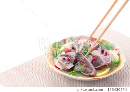 Bonito seared carpaccio 126430354