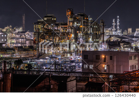 《Yamaguchi Prefecture》 Night view of factories in Shunan City and around Shunan Ohashi Bridge 126430440