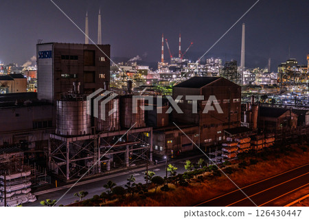 《Yamaguchi Prefecture》 Night view of factories in Shunan City and around Shunan Ohashi Bridge 126430447