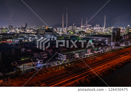 《Yamaguchi Prefecture》 Night view of factories in Shunan City and around Shunan Ohashi Bridge 《Yamaguchi Prefecture》 Night view of factories in Shunan City and around Shunan Ohashi Bridge 126430475
