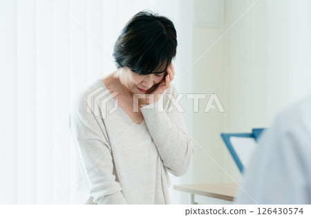 Woman listening to test results 126430574