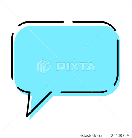 Simple speech bubble, square, rounded, blue 126430829