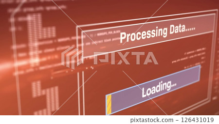 Image of digital data processing over computer screen 126431019