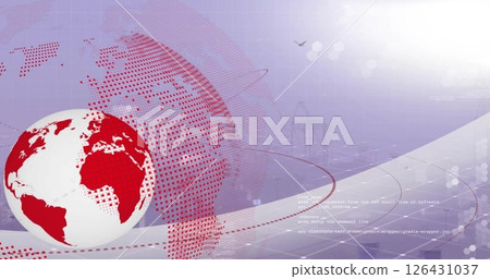 Image of spinning globes and data processing over shapes 126431037