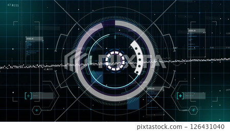 Image of data processing and scope scanning over car panels Image of data processing and scope scanning over car panels 126431040