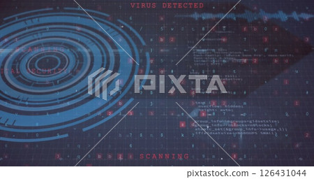 Image of data processing and scope scanning over security texts 126431044